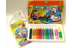 Barvy na sklo 12x10,5ml (8 šablon+3 folie na malování