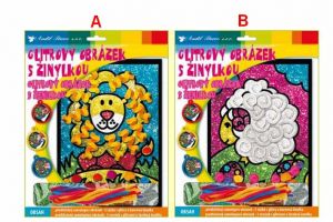 Glitrový obrázek s žinylkou 33x25,5cm 2 druhy