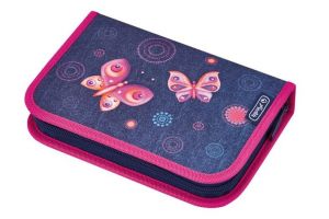 Penál školní 2-klopy Motýl modrý PLNĚNÝ HERLITZ (školní pouzdro 2-chlopně PLNĚNÉ)