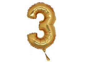 Balonek foliová číslice č.3 ZLATÁ