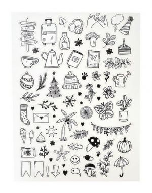 Samolepky černobílé, A4, mix motivů