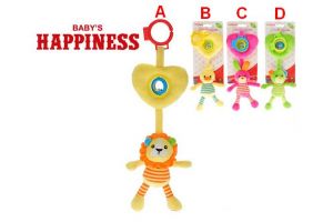 Zvířátko se srdíčkem plyšové 30cm s chrastítkem Babyś Happiness 4 druhy