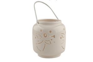 Lucerna porcelánová bílá s andělem 9,4 cm