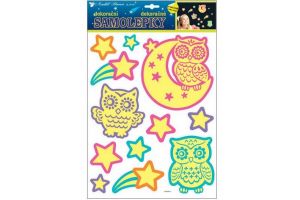 Samolepky svítící ve tmě 35x28cm sovy