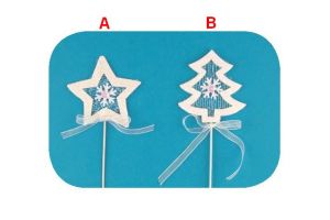 Zápich strom hvězda 6cm+špejle 2 druhy