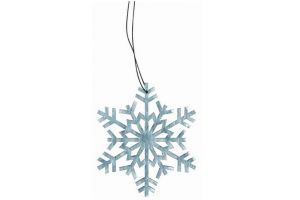 Dřevěná vločka na zavěšení šedá 10 cm