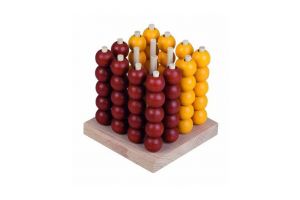 Piškvorky 3D podstavec + kuličky dřevo/kov hlavolam