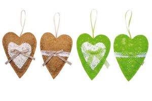 Srdíčko na zavěšení textil 14 cm