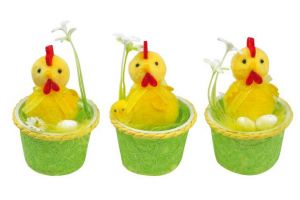 Kuřátko v zeleném košíku10cm