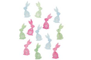Dřevění zajíčci 4 cm, 12 ks