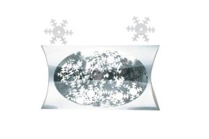 Konfety vločky stříbrné 1,8cm v krabičce 20g