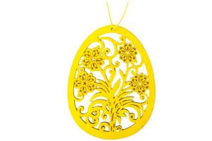 Dřevěné vajíčko na zavěšení žluté 10cm