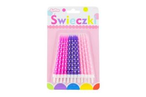 Svíčka dortová 24ks+24ks s puntíky růžová