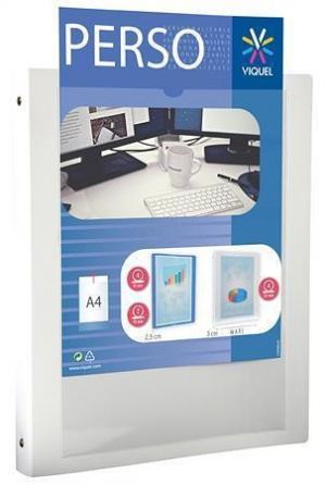 Pořadač čtyřkroužkový "Standard", bílý, přední průhledná kapsa, 25 mm, A4, PP/PP, VIQUEL