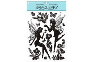 Samolepky na zeď víly s glitry 35 x 27 cm