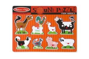 Melissa & Doug - Dřevěné puzzle se zvuky - Zvířata na farmě