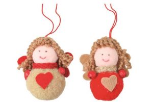 Anděl plyš hnědočervený 6cm 2ks v sáčku