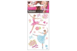 Tetovací obtisky s glitry 10,5x6 cm-baletky