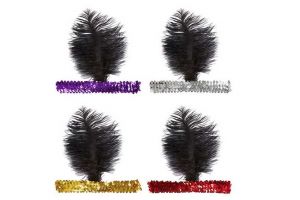 Čelenka Charleston flitrová s pérem