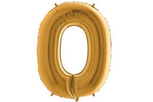 Balonek foliová číslice č.0 ZLATÁ 36cm 14"