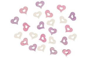 Dřevěná srdíčka 2 cm, 24 ks
