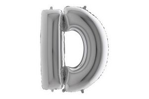 Balonek foliové písmeno D stříbrné 102cm 40"