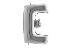 Balonek foliové písmeno E stříbrné 102cm 40"