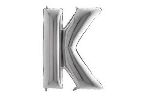 Balonek foliové písmeno K stříbrné 102cm 40"