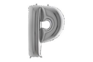 Balonek foliové písmeno P stříbrné 102cm 40"