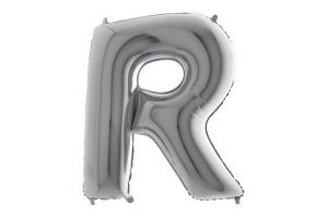 Balonek foliové písmeno R stříbrné 102cm 40"