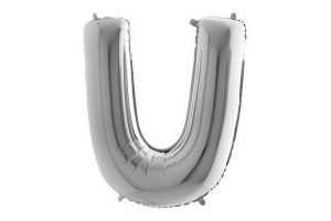 Balonek foliové písmeno U stříbrné 102cm 40"