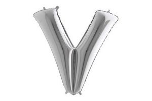 Balonek foliové písmeno V stříbrné 102cm 40"