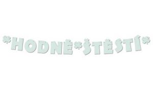 Papírová girlanda Hodně štěstí perleťová mátová