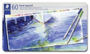 Akvarelové pastelky "Karat", sada, kovová krabička, 60 barev, STAEDTLER