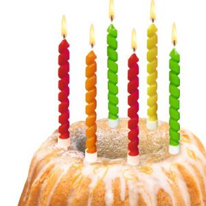 Narozeninové svíčky Twister se stojánky 6ks, mix barev (Herlitz)