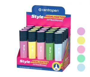Zvýrazňovač CENTROPEN 6252/20 pastelový, plochý