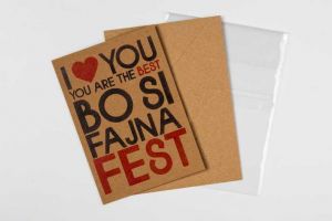 Přáníčko BeBechy - recyklovaný papír - I love you, you are the best, BO SI FAJNA FEST