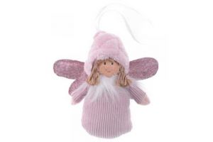 Dekorace k zavěšení plyšová růžová 14cm