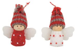 Anděl v pruhované čepici 5,5 cm na zavěšení