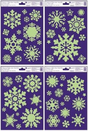 Okenní fólie plastická svíticí ve tmě 20x30 cm vločky