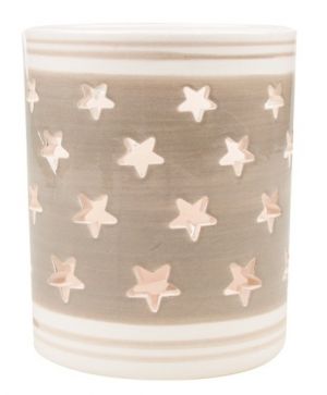 Svícen keramický šedobílý hvězdy 9 cm
