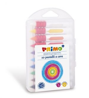 Voskové pastelky PRIMO, 9 x 80mm,vysouvací, plastový ergonomický obal, PP etue, blistr