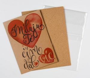 Přáníčko BeBechy - recyklovaný papír - Miluju Tě čím dál víc