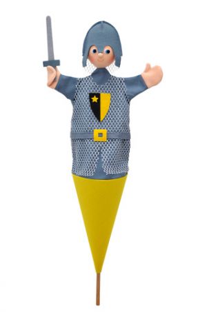 Rytíř stříbrný 56 cm 3v1, kornoutový maňásek