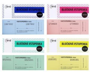 Bločková vstupenka, 14 × 5 cm, 100 listů, číslovaná, 4 barvy, OPTYS 1267