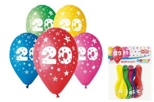 Nafukovací balonek 30cm číslice 20, 5ks v balení