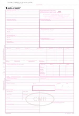 Mezinárodní nákladní list CMR, A4, samopropisovací, 7 listů, OPTYS 1198