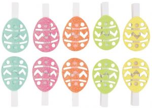 Vajíčka s glitry na kolíčku 5 cm, 10 ks v sáčku