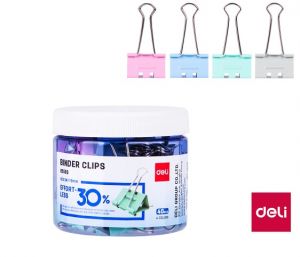 Binder clip 19mm 40ks barevné "Bez námahy" DELI E8555S