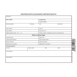 Inventární karta DHM A5